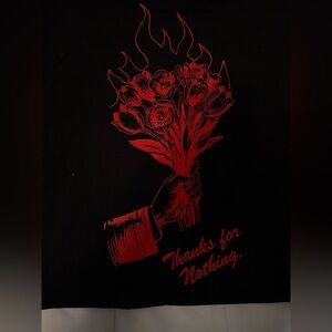 Black T-Shirt with Red Graphic Print
